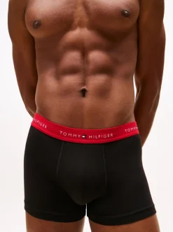 Tommy Hilfiger Black 3 Pack Signature Repeat Logo Waistband Trunks