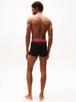 Tommy Hilfiger Black 3 Pack Signature Repeat Logo Waistband Trunks