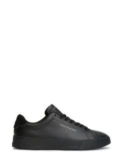 Tommy Hilfiger Black Contrast Heel Court Trainers