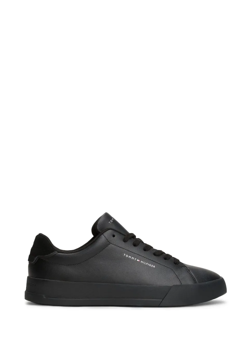 Tommy Hilfiger Black Contrast Heel Court Trainers