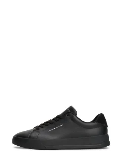 Tommy Hilfiger Black Contrast Heel Court Trainers