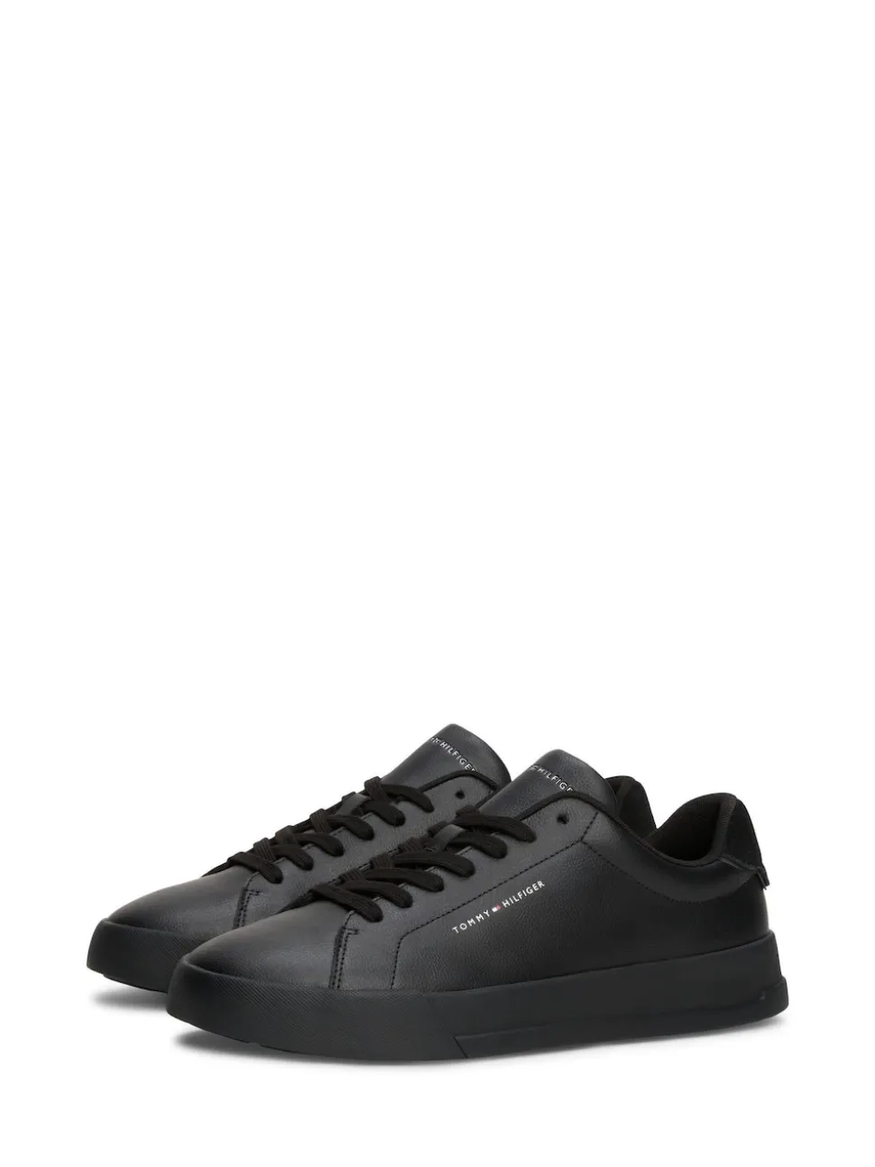 Tommy Hilfiger Black Contrast Heel Court Trainers