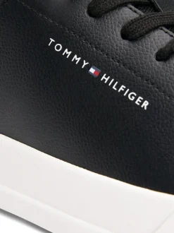 Tommy Hilfiger Black Court Essential Leather Trainers