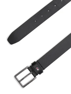 Tommy Hilfiger Black Enamel Flag Leather Belt