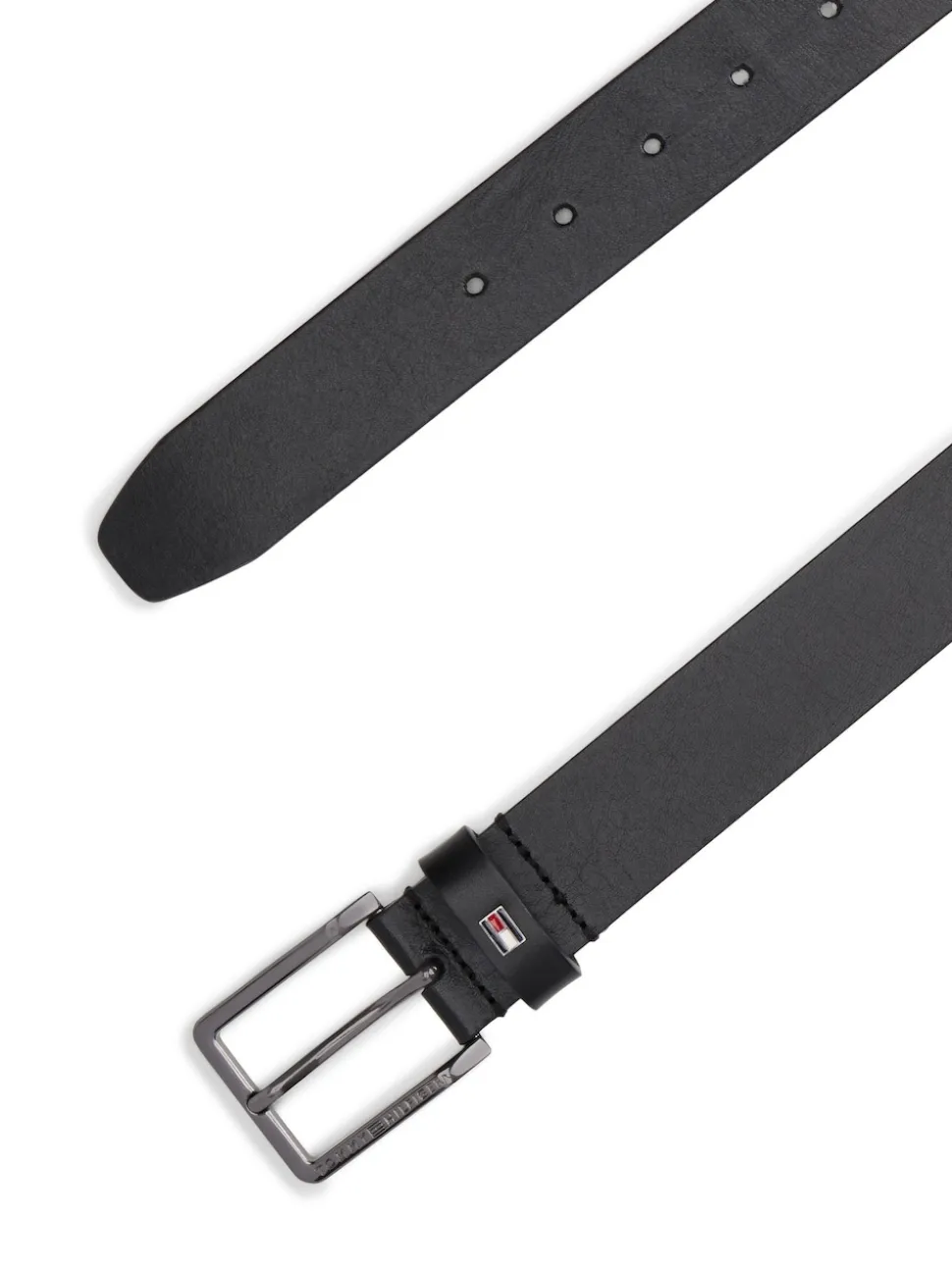 Tommy Hilfiger Black Enamel Flag Leather Belt