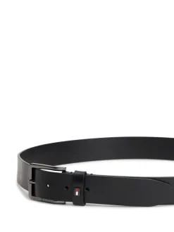 Tommy Hilfiger Black Enamel Flag Leather Belt
