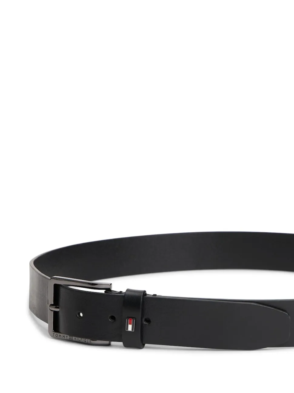 Tommy Hilfiger Black Enamel Flag Leather Belt
