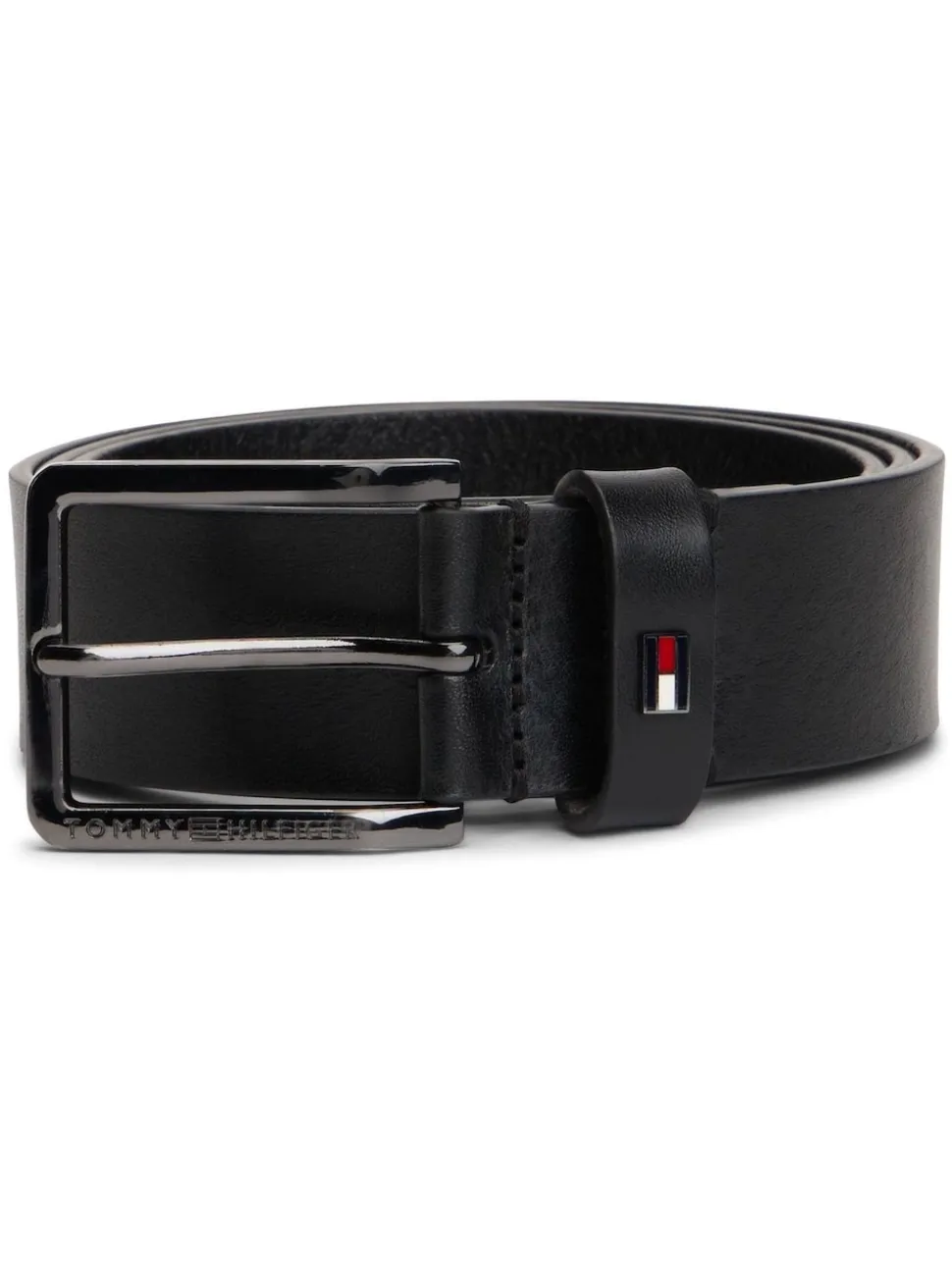 Tommy Hilfiger Black Enamel Flag Leather Belt