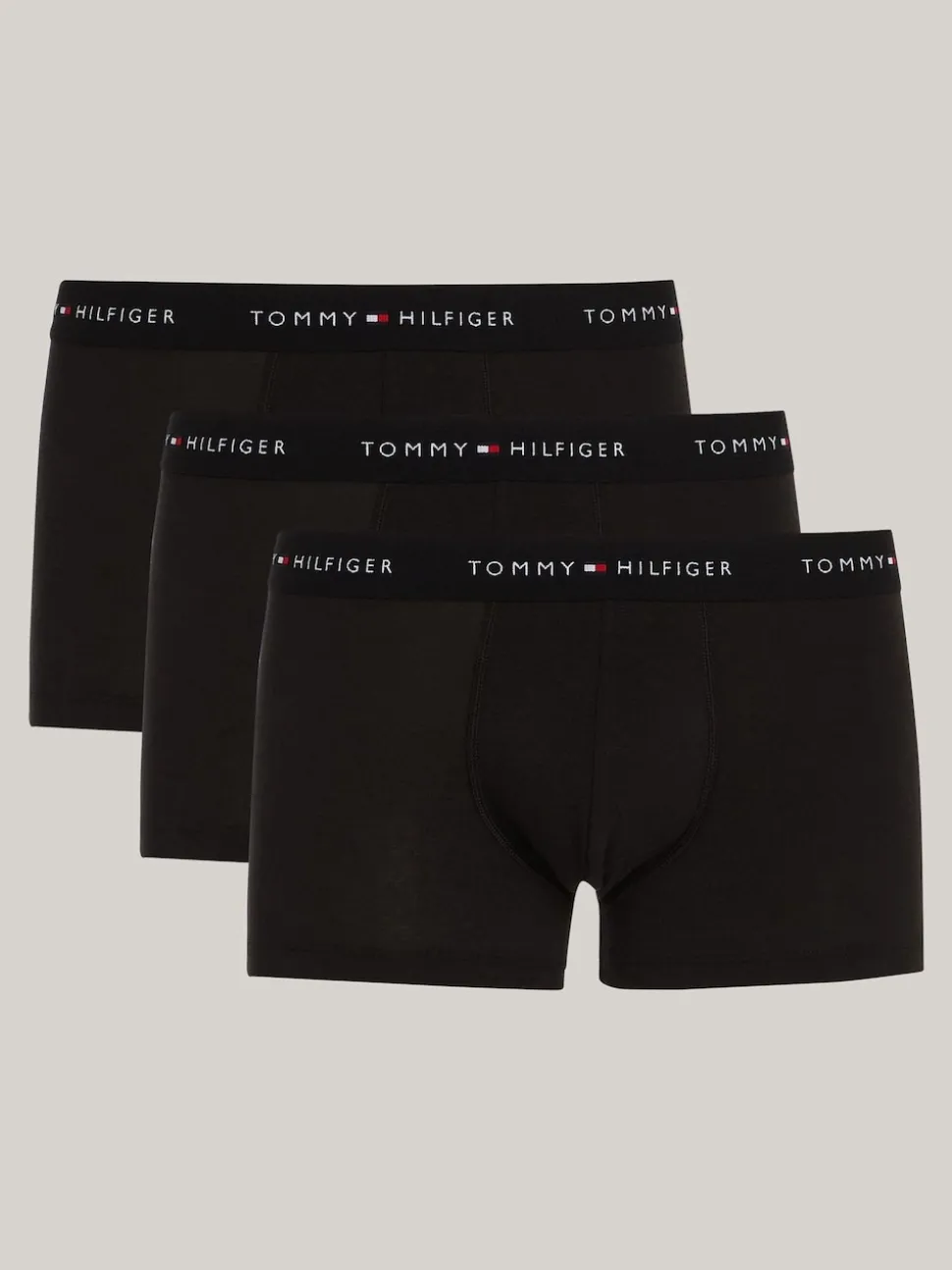 Tommy Hilfiger Black Essential Logo Waistband Trunks 3 Pack