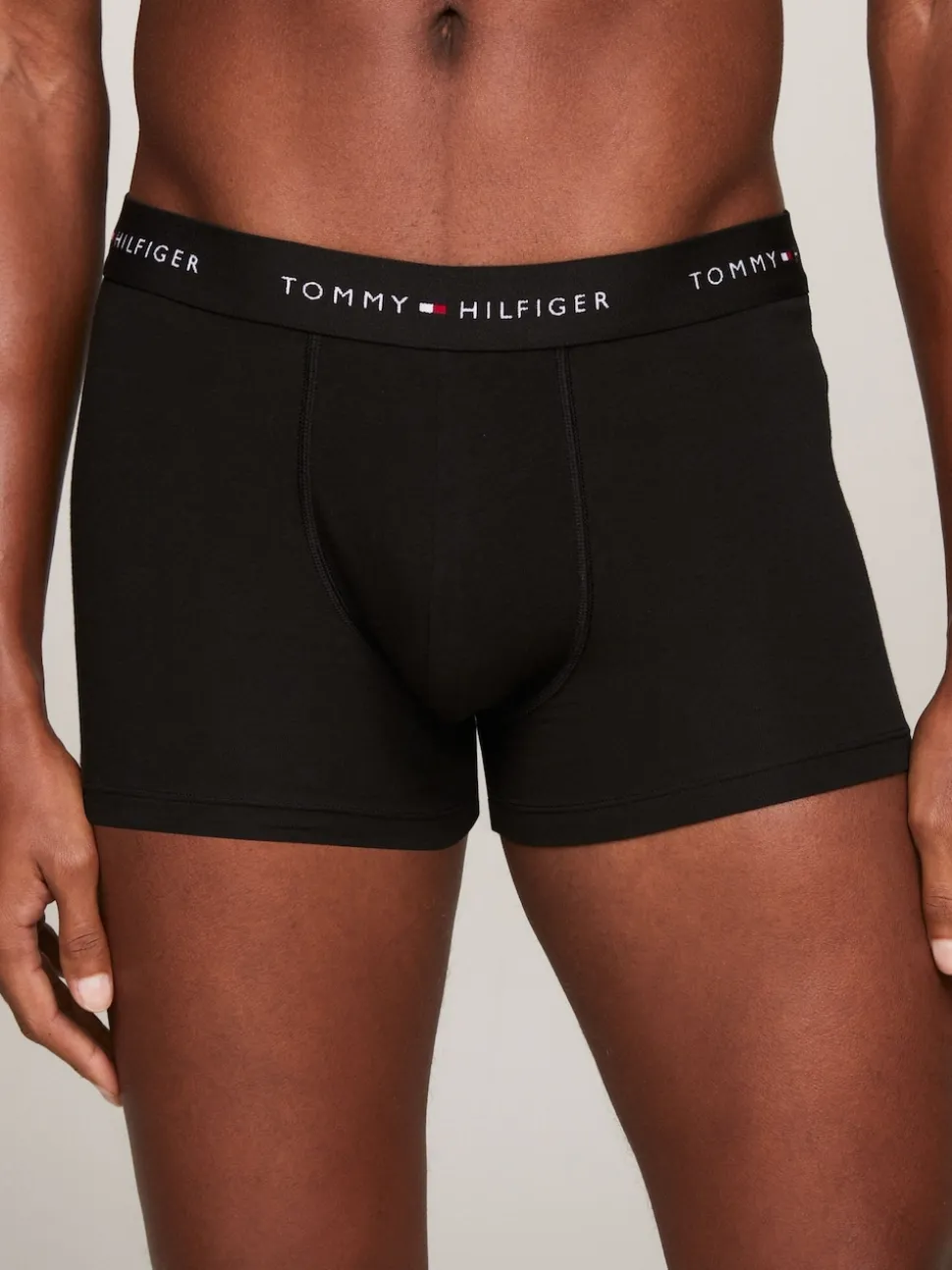 Tommy Hilfiger Black Essential Logo Waistband Trunks 3 Pack