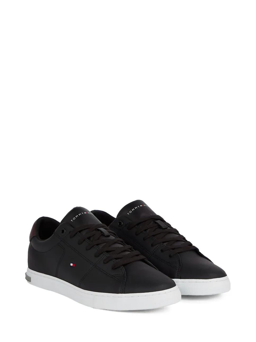 Tommy Hilfiger Black Essential Leather Detail Trainers