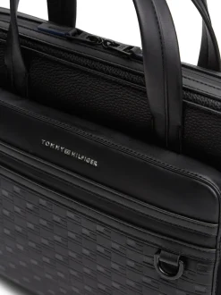Tommy Hilfiger Black Modern Repeat Flag Pocket Laptop Bag