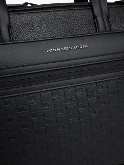 Tommy Hilfiger Black Modern Repeat Flag Pocket Laptop Bag