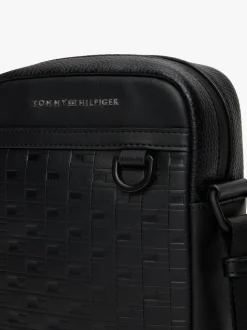 Tommy Hilfiger Black Modern Repeat Flag Cross-Body Reporter Bag