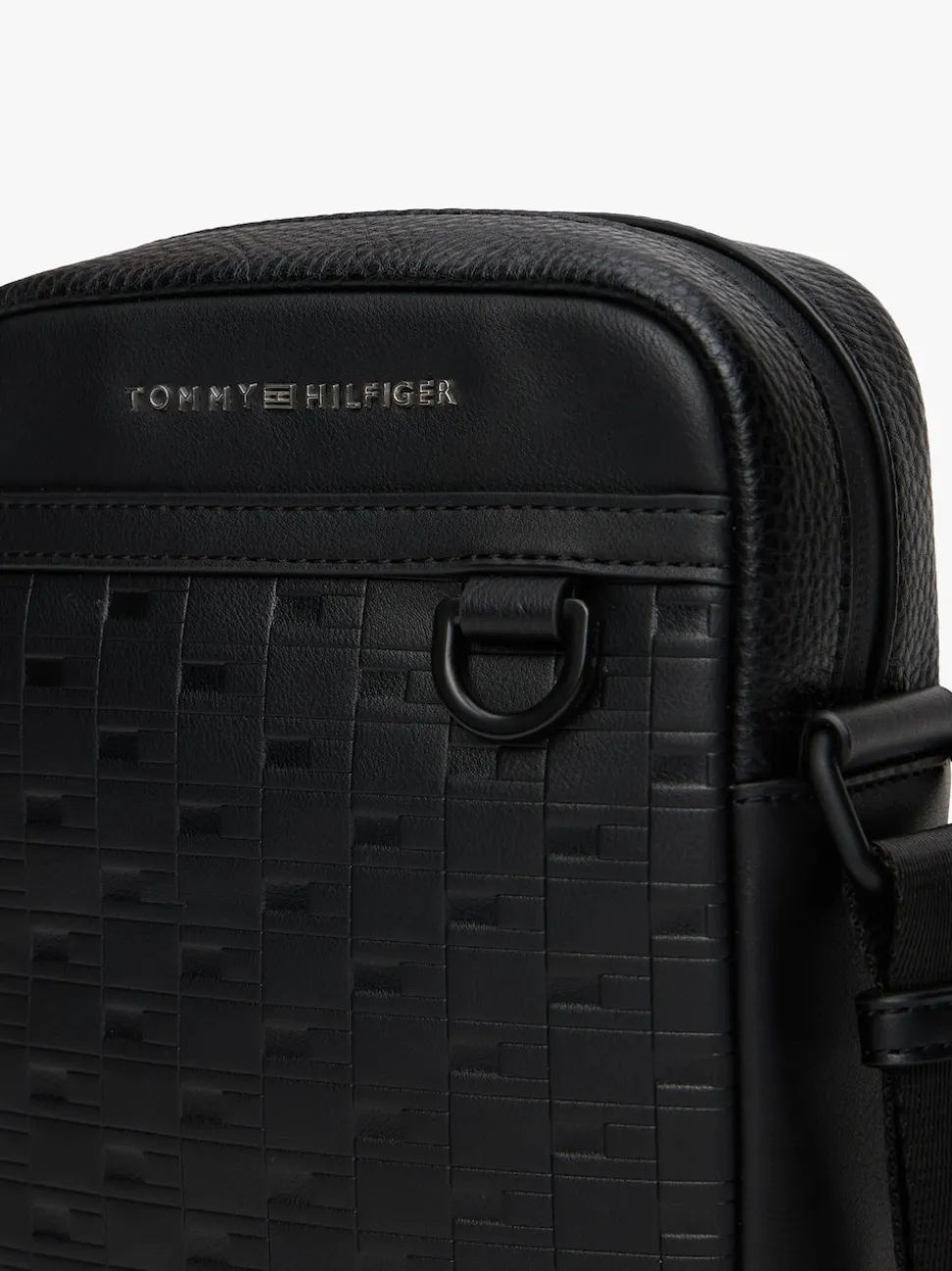Tommy Hilfiger Black Modern Repeat Flag Cross-Body Reporter Bag