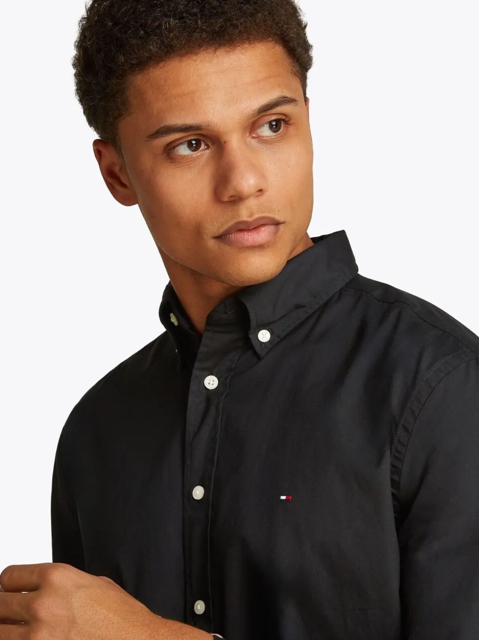 Tommy Hilfiger Black Regular Fit Flex Poplin Shirt