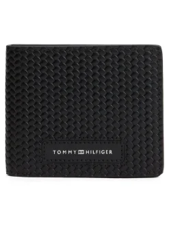 Tommy Hilfiger Black Woven Leather Wallet