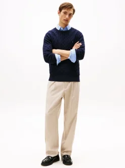 Tommy Hilfiger Blue Cable Knit Crew Neck Jumper