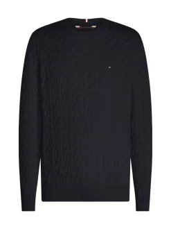 Tommy Hilfiger Blue Cable Knit Crew Neck Jumper
