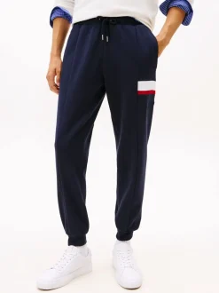Tommy Hilfiger Blue Colour-Blocked Fleece Cuffed Joggers