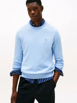 Tommy Hilfiger Blue Crew Neck Jumper With Cashmere