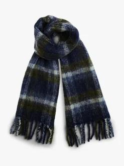 Tommy Hilfiger Blue Flag Check Wool Scarf