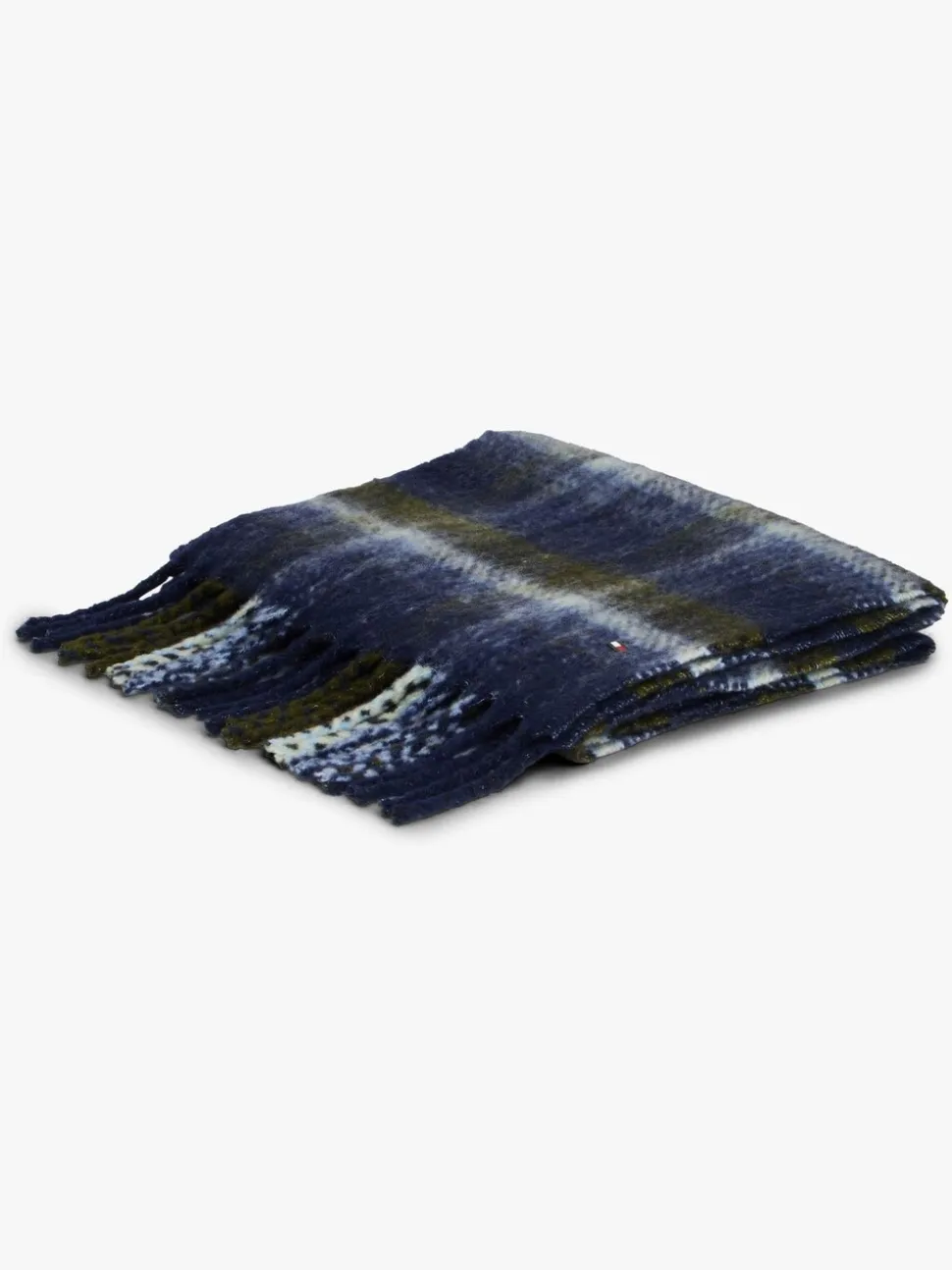 Tommy Hilfiger Blue Flag Check Wool Scarf