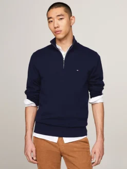 Tommy Hilfiger Blue Half-Zip Jumper With Cashmere