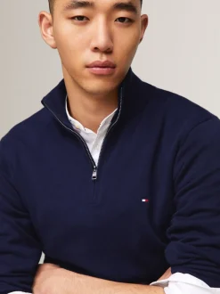 Tommy Hilfiger Blue Half-Zip Jumper With Cashmere