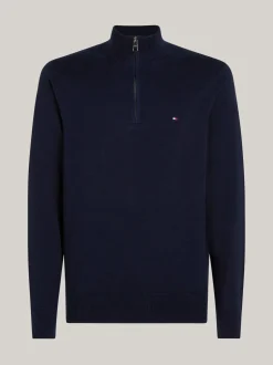 Tommy Hilfiger Blue Half-Zip Jumper With Cashmere