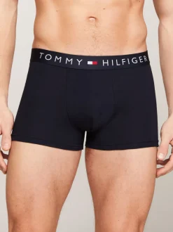 Tommy Hilfiger Blue Original Logo Waistband Trunks 3 Pack