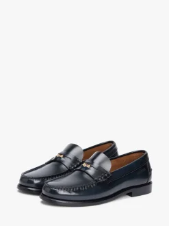Tommy Hilfiger Blue Patent Leather Debossed Loafers