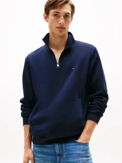 Tommy Hilfiger Blue Performance Quarter Zip Intechno Knit Jumper