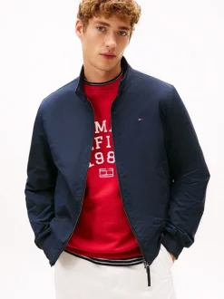 Tommy Hilfiger Blue Stand-Up Collar Relaxed Harrington Jacket
