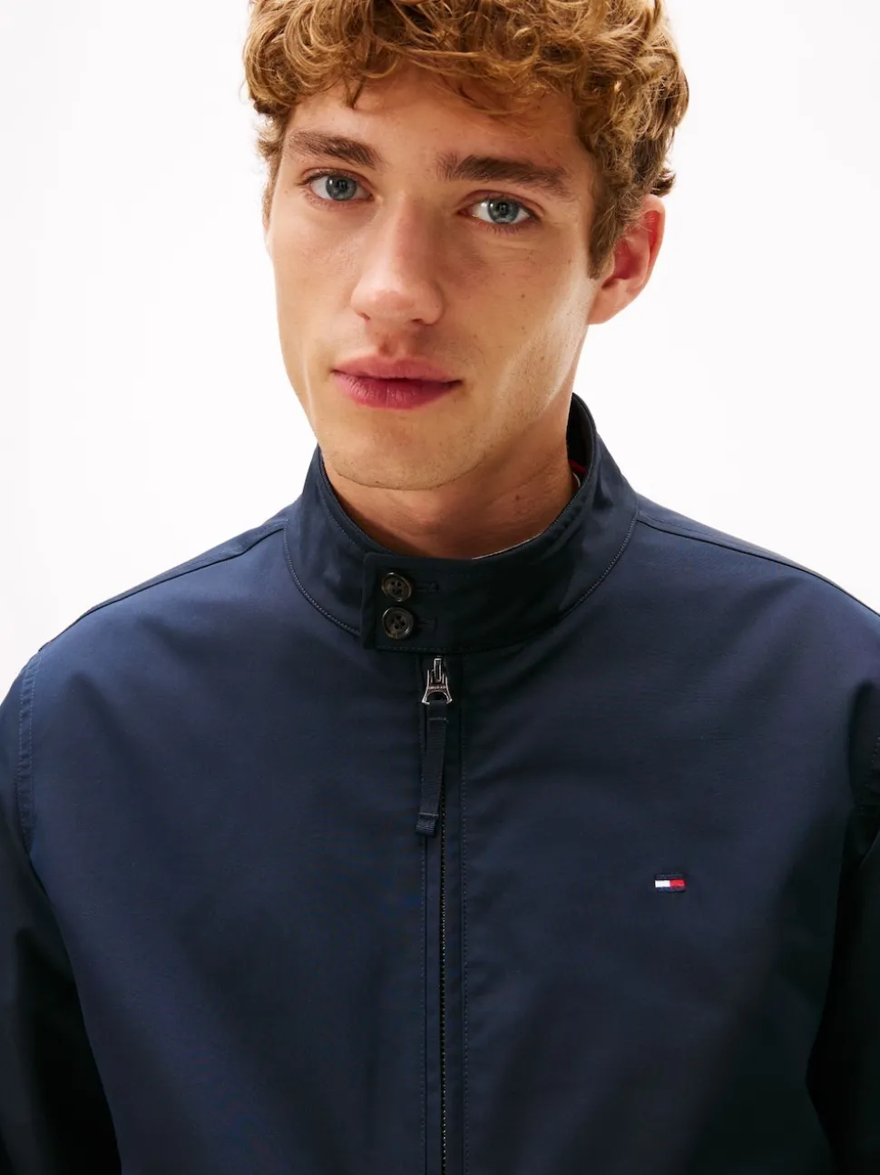 Tommy Hilfiger Blue Stand-Up Collar Relaxed Harrington Jacket