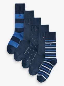 Tommy Hilfiger Blue Tommy Hilfiger Mens Blue Socks 5 Pack