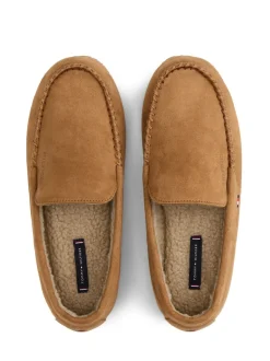 Tommy Hilfiger Brown Fleece Lined Driver Slippers