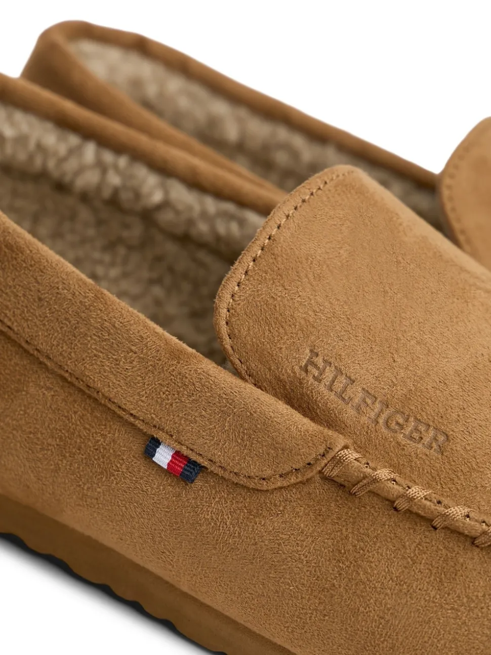 Tommy Hilfiger Brown Fleece Lined Driver Slippers