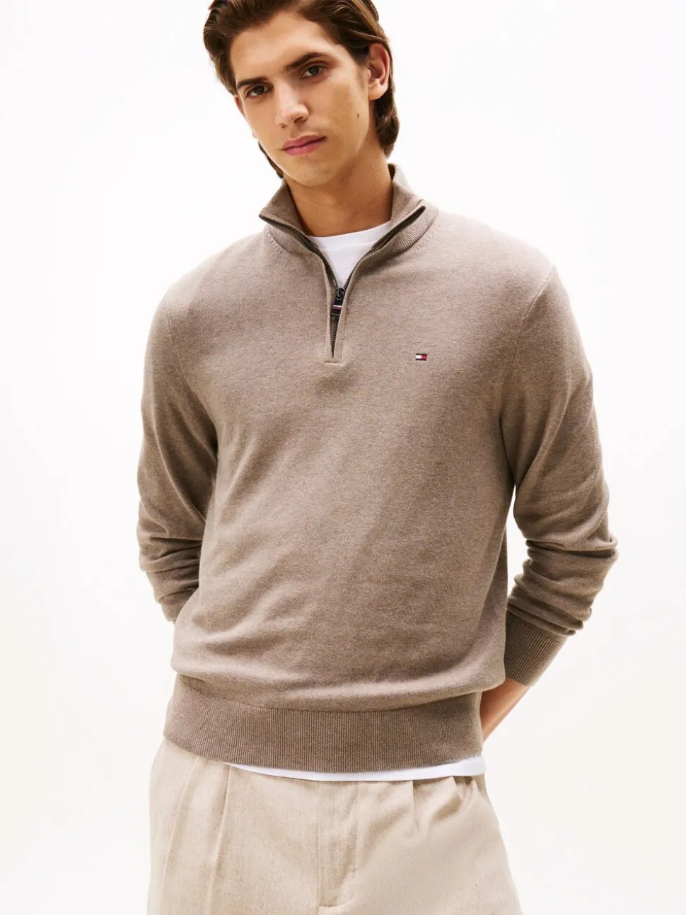 Tommy Hilfiger Brown Half-Zip Jumper With Cashmere