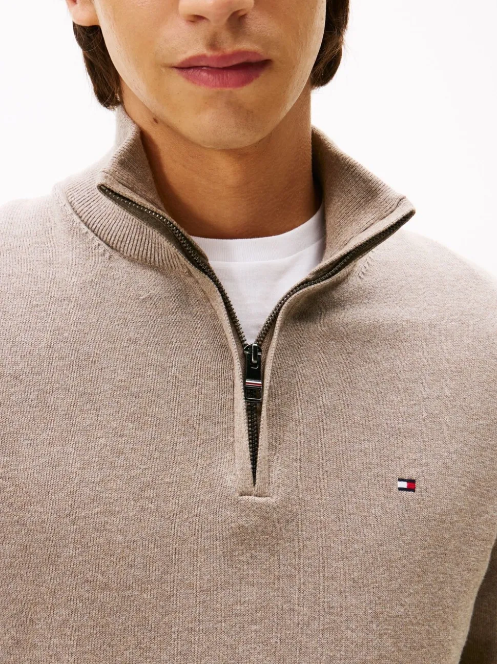 Tommy Hilfiger Brown Half-Zip Jumper With Cashmere