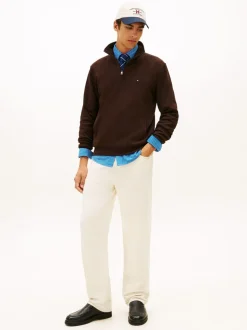 Tommy Hilfiger Brown Performance Quarter Zip Intechno Knit Jumper