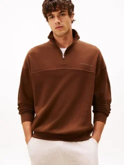 Tommy Hilfiger Brown TH Original Half-Zip Lounge Jumper