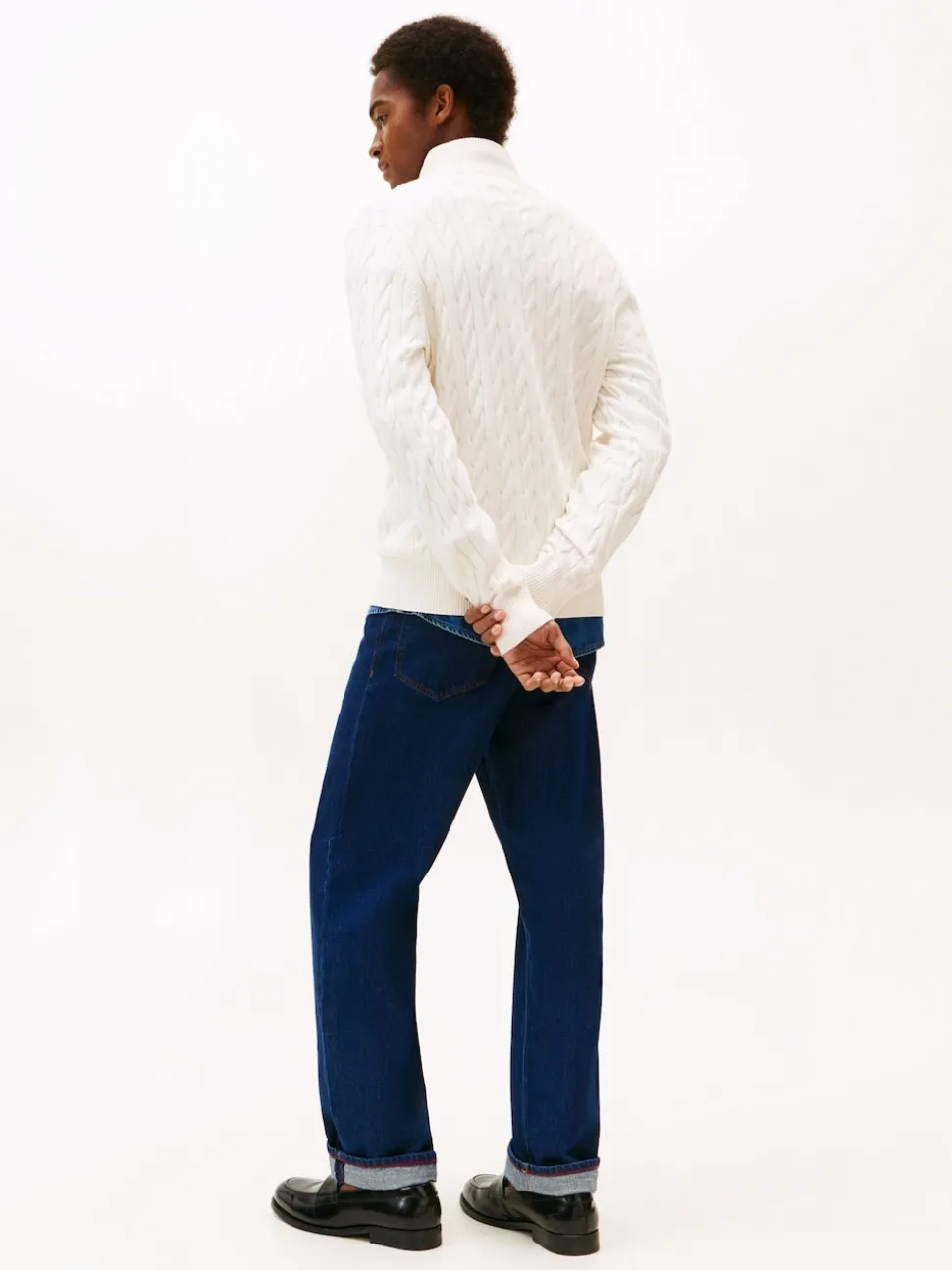 Tommy Hilfiger Cream Cable Knit Half Zip Jumper