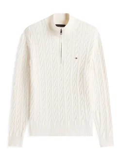 Tommy Hilfiger Cream Cable Knit Half Zip Jumper