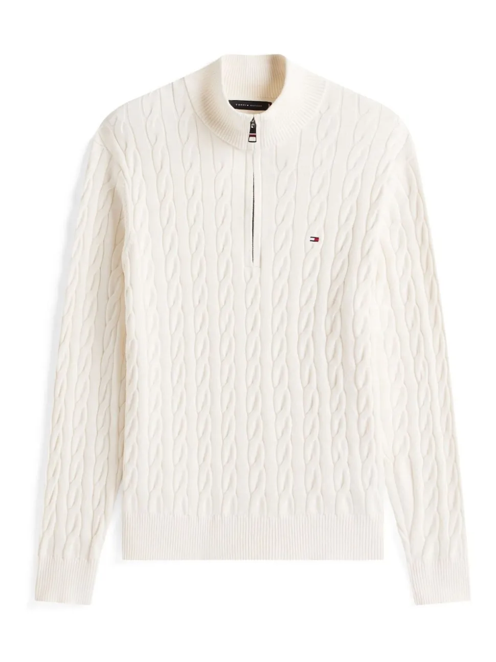 Tommy Hilfiger Cream Cable Knit Half Zip Jumper