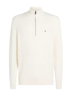 Tommy Hilfiger Cream Cable Knit Half Zip Jumper