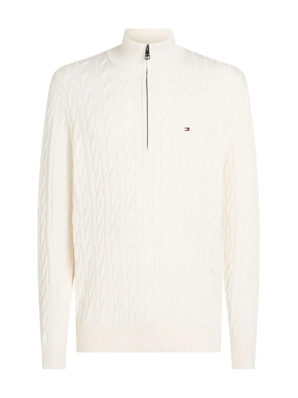 Tommy Hilfiger Cream Cable Knit Half Zip Jumper