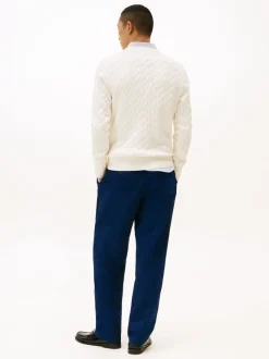Tommy Hilfiger Cream Cable Knit Crew Neck Jumper