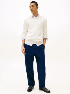 Tommy Hilfiger Cream Cable Knit Crew Neck Jumper