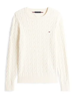 Tommy Hilfiger Cream Cable Knit Crew Neck Jumper